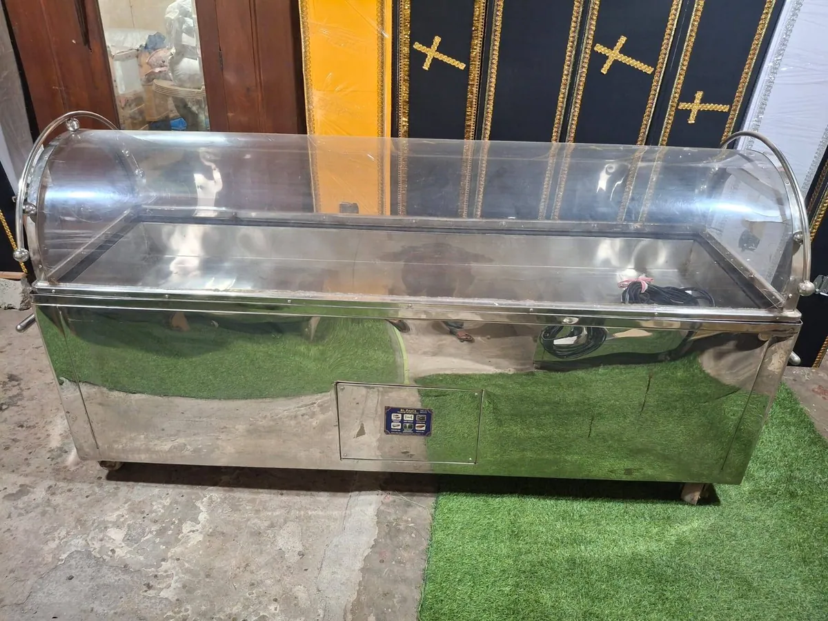 Stainless steel and glass mortuary freezer box