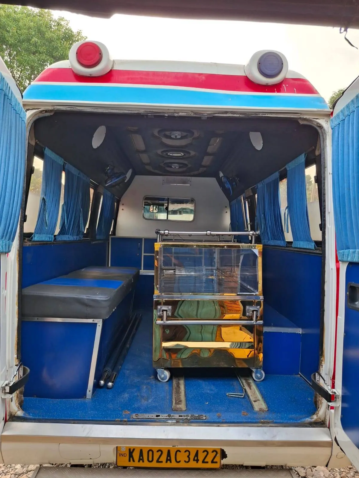 Freezer box loaded in the van for delivery to a home or hospital